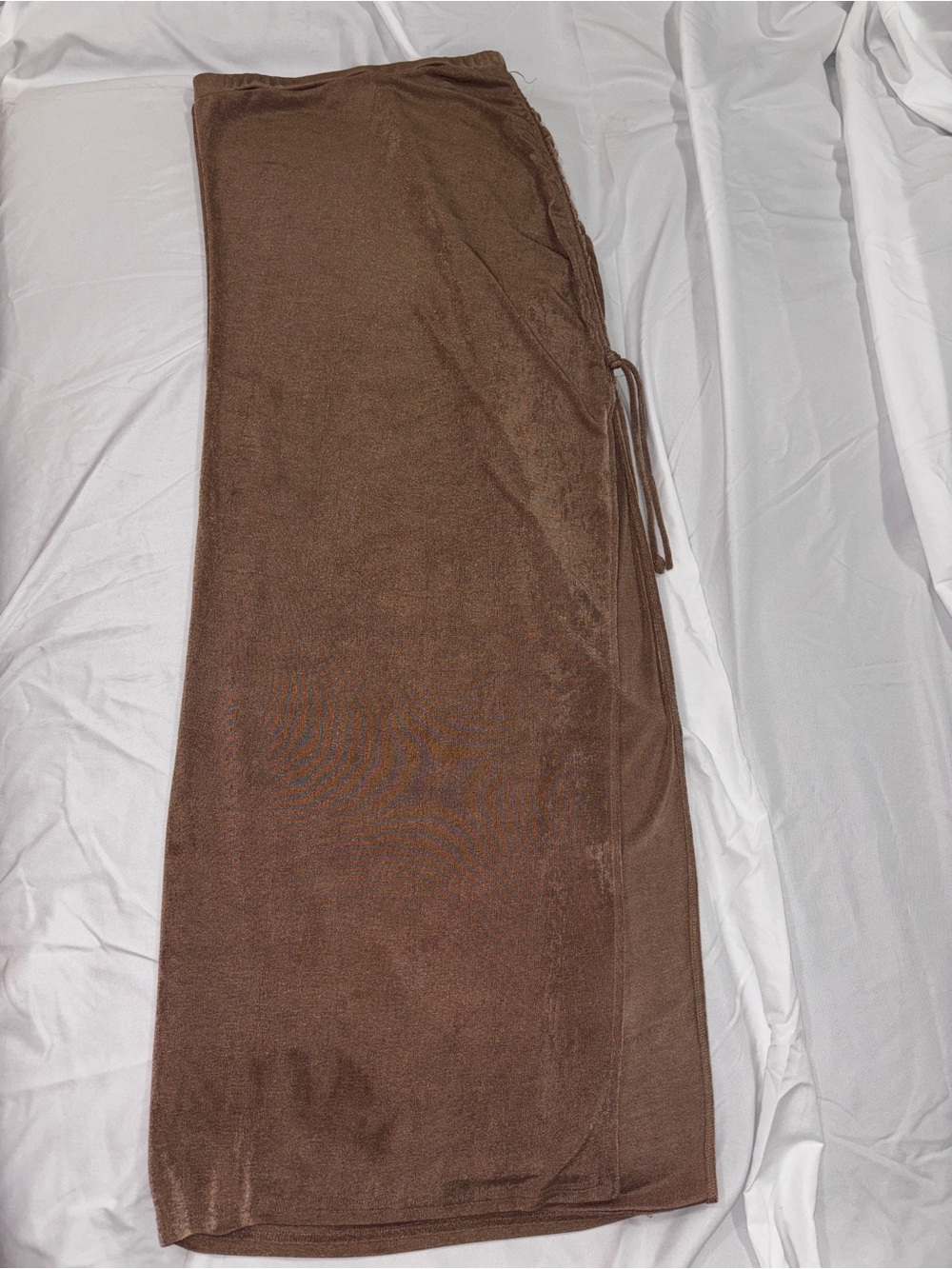 Brown High-Slit Skirt